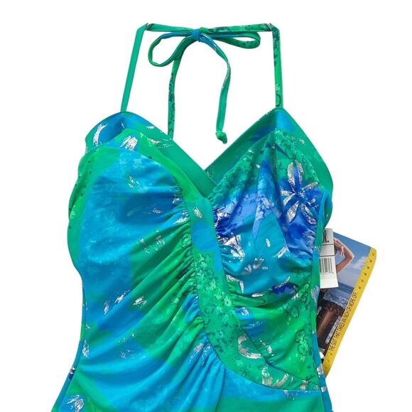 NWT Carol Wior Swimsuit Size 14 Multicolor One Piece Shaping Slimsuit USA Made - Picture 4 of 13